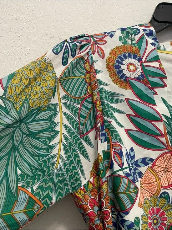 Boden Notch Neck Dress US Size 6P Orchid Petal Passion Bloom Green Floral Tie - Picture 8 of 11